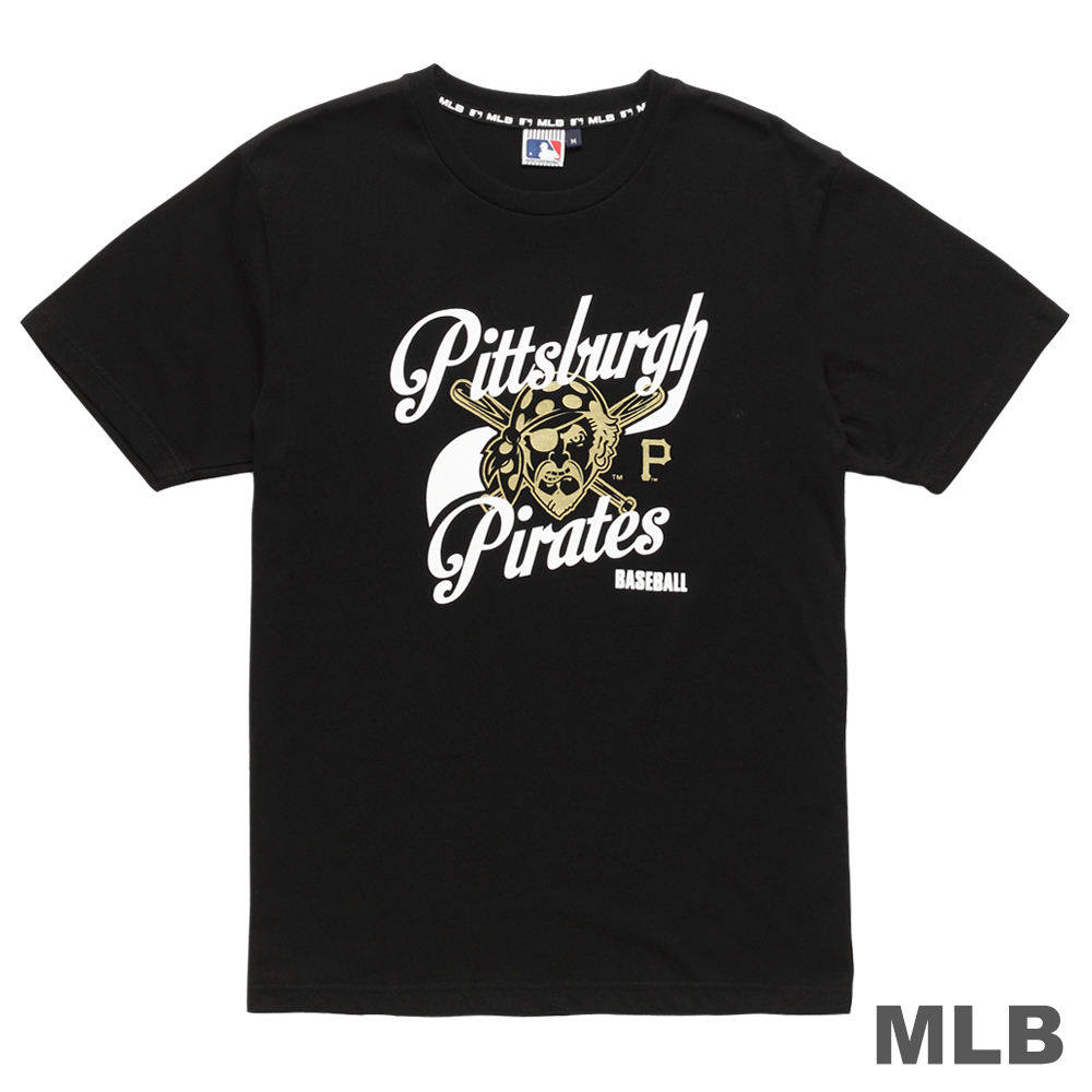 MLB-匹茲堡海盜隊LOGO印花T恤-黑 (男)