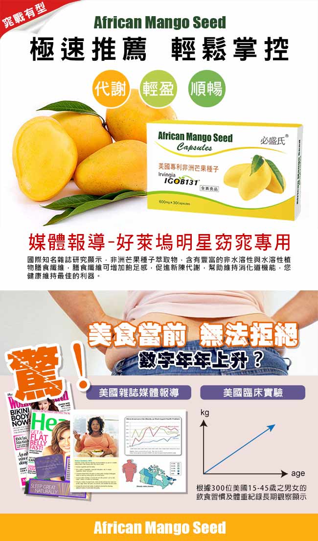 草本之家 美國專利非洲芒果30粒3入(全素食品)