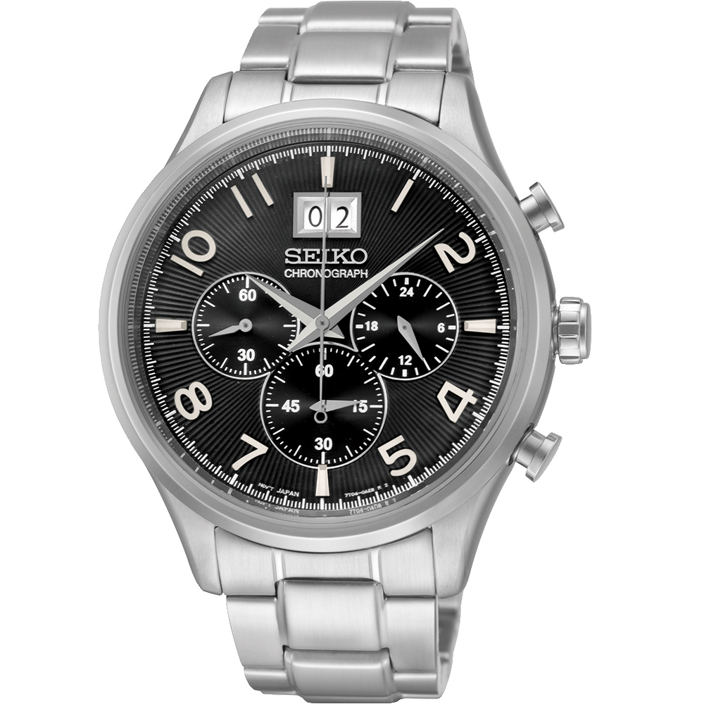 SEIKO CS 都會菁英大日期計時腕錶(SPC153P1)-黑/43mm