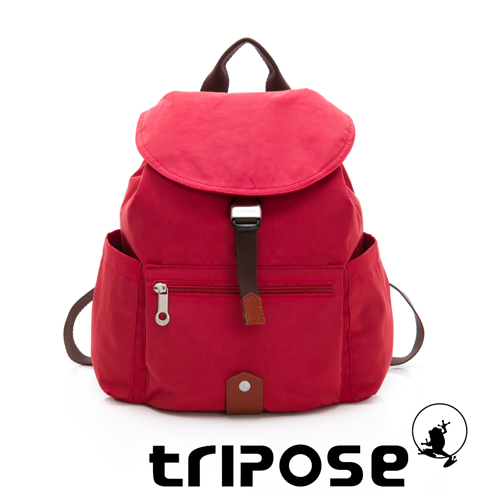 tripose MEMENTO系列微皺尼龍輕量防潑水後背包-小 石榴紅