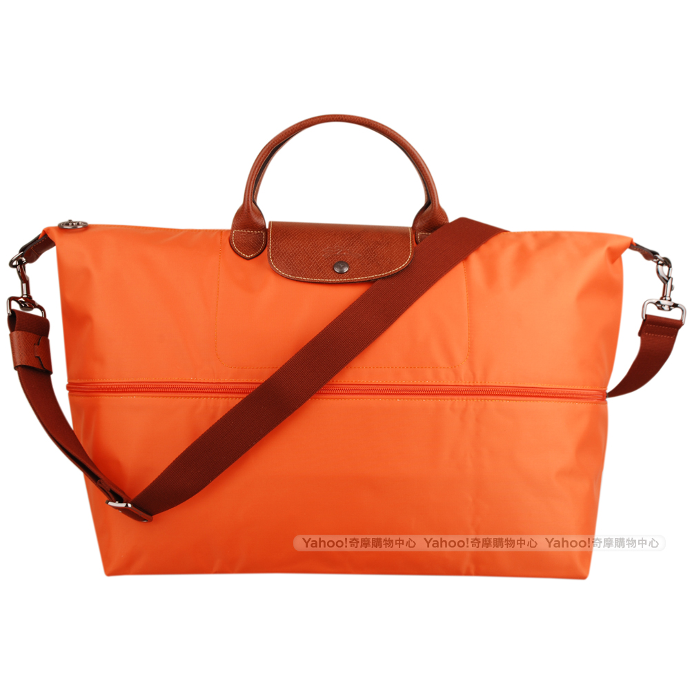 Longchamp 可擴式大型旅行袋手提/肩背(橘)