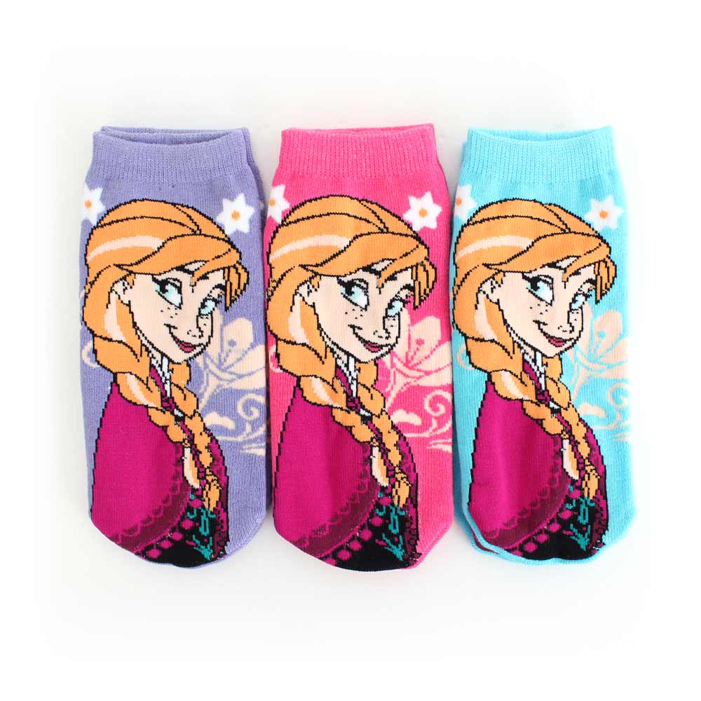 Disney迪士尼-冰雪奇緣安娜花朵直版襪3入組(15-24cm)