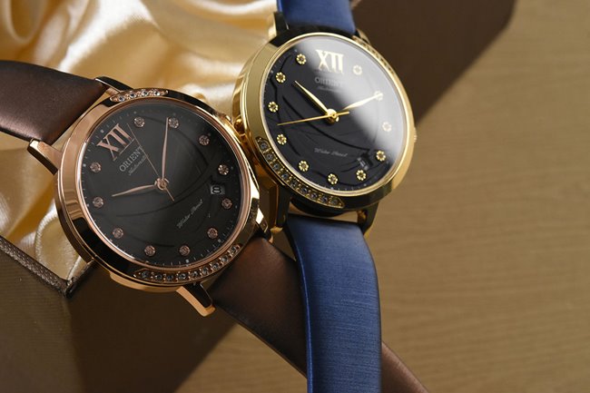 ORIENT 東方錶 ELEGANT系列 時尚絹布錶帶機械女錶-藍/36mm