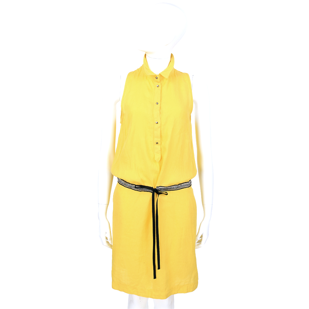 MARELLA 黃色綁帶設計無袖洋裝