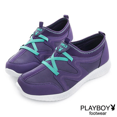 PLAYBOY 跳躍焦點 簡約運動風輕量休閒鞋-紫(女)