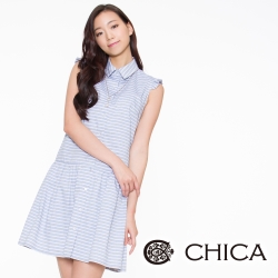 CHICA 粉嫩色系條紋洋裝