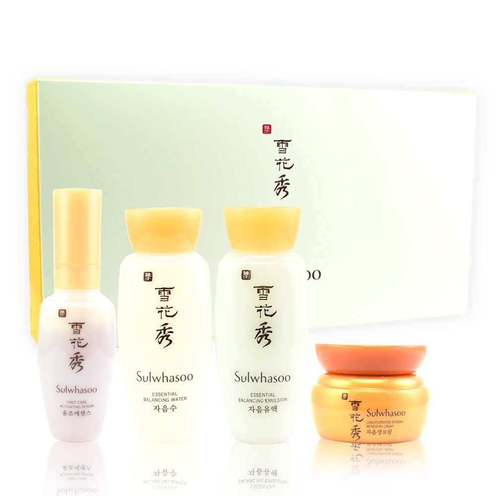 Sulwhasoo雪花秀 基礎精萃四件組(化妝水+乳液+人蔘霜+潤燥精華)