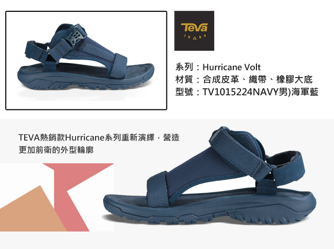 TEVA 美國 男 Hurricane Volt 經典緹花織帶涼鞋 (藍)