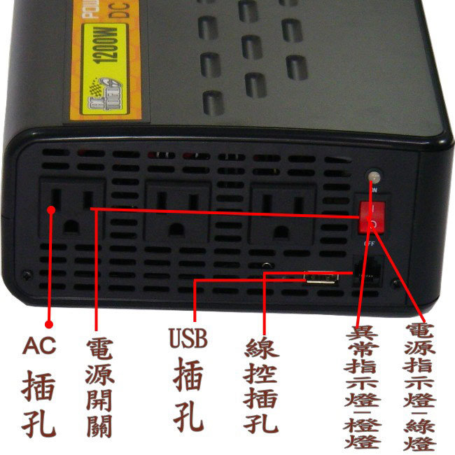 1200W+USB大功率電源轉換器+2入高級胎壓表