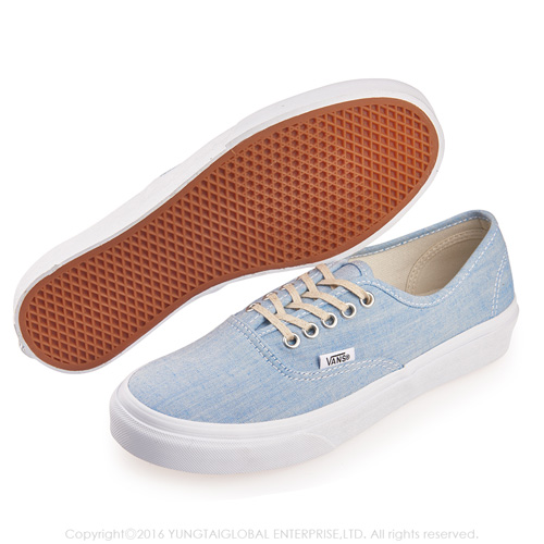 (女)VANS Authentic Slim 素色5孔綁帶休閒鞋*藍色