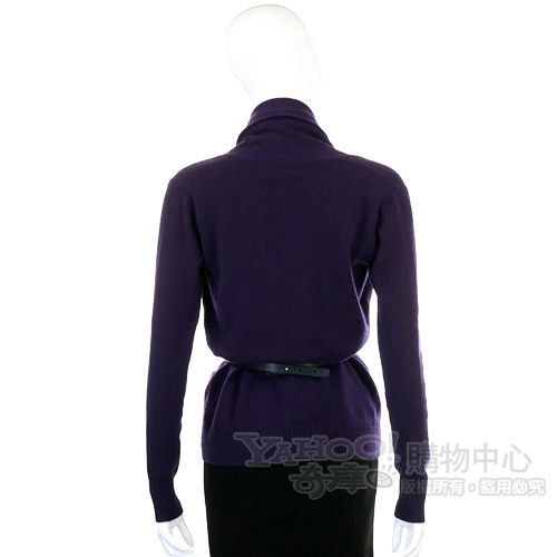 ALLUDE 深紫色釦式針織外套(不含腰帶)