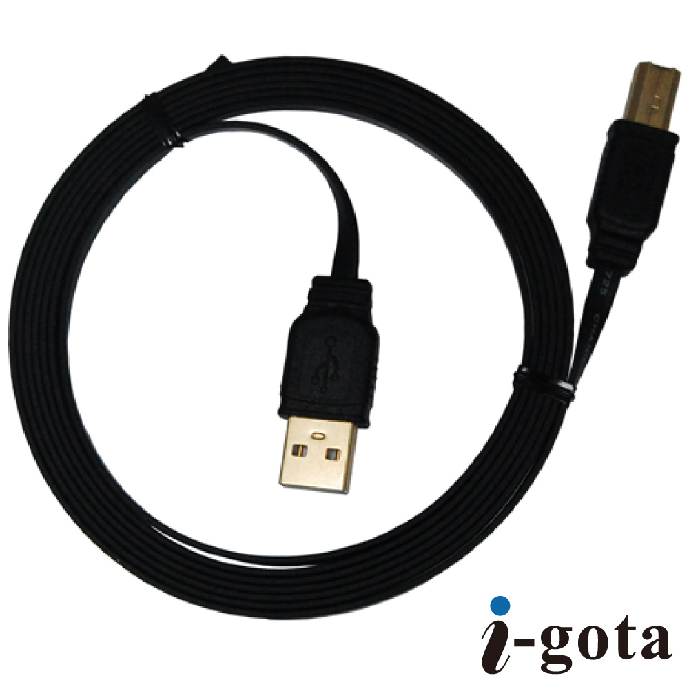 i-gota【愛購它】 超薄型USB 2.0 A公- B公 電腦傳輸線(2M)