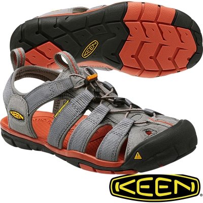 KEEN 戶外護趾涼鞋Clearwater CNX 男1014453淺灰/橘