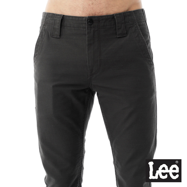 Lee 素色縮口休閒褲-男款-黑灰色