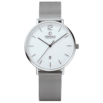 obaku 極致簡約時尚日期腕錶-銀米蘭帶/40mm