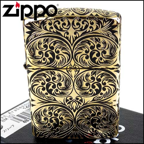 ZIPPO 日系~阿拉伯花紋5面蝕刻加工打火機(ARMOR裝甲)(霧黑金A款)