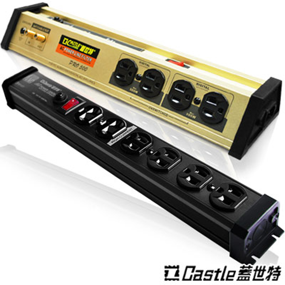 【Castle 蓋世特】視廳響宴影音組-(PLF-500 PRO)+3孔6座(S6B黑)/延長線