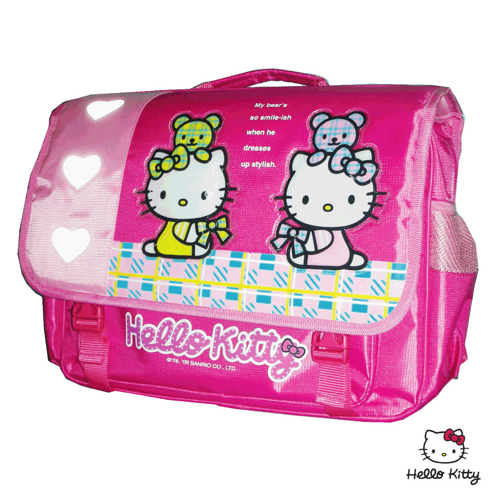 【Hello Kitty 凱蒂貓】橫式書背包(桃_B款)