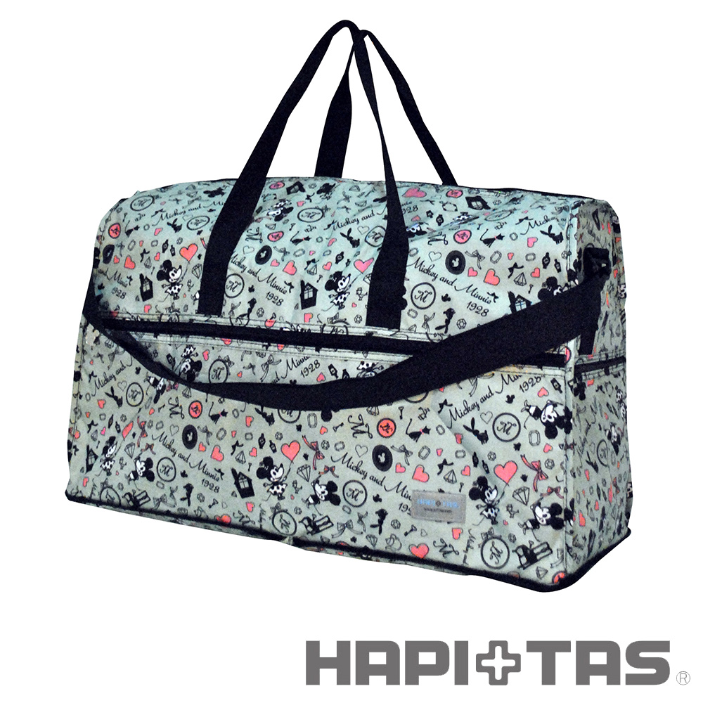HAPI+TAS 派對米奇摺疊旅行袋(大)-綠色