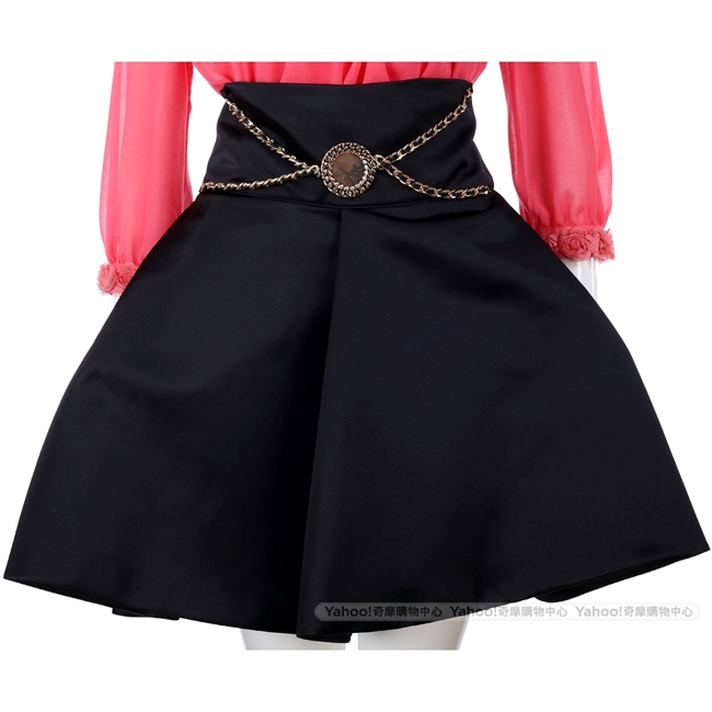 ELISABETTA FRANCHI 黑色金屬鍊飾高腰澎裙