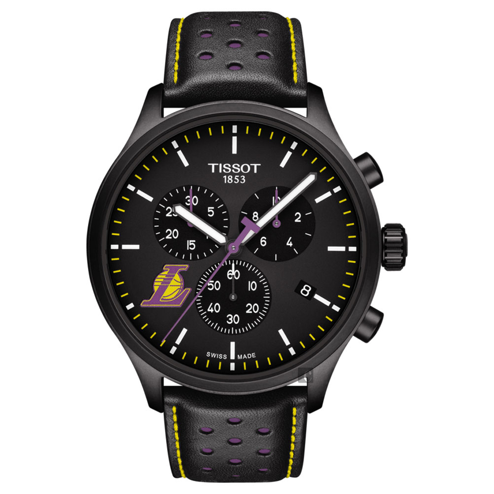 TISSOT 天梭 官方授權 CHRONO XL NBA 湖人隊特別版計時錶-45mm
