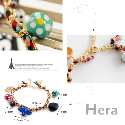 【Hera】玩色世界 編織墜多款甜美物造型手鍊(魅影金)