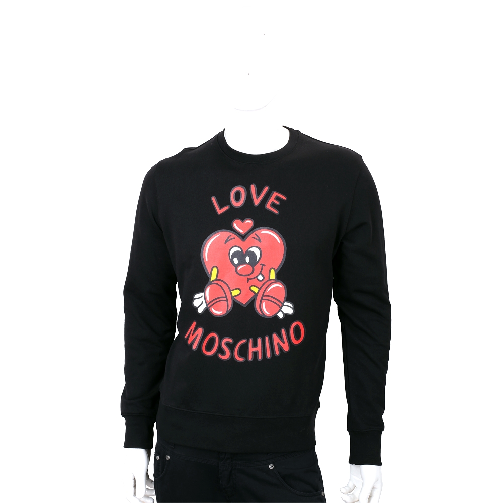 LOVE MOSCHINO 純棉黑色愛心圖印長袖運動衫