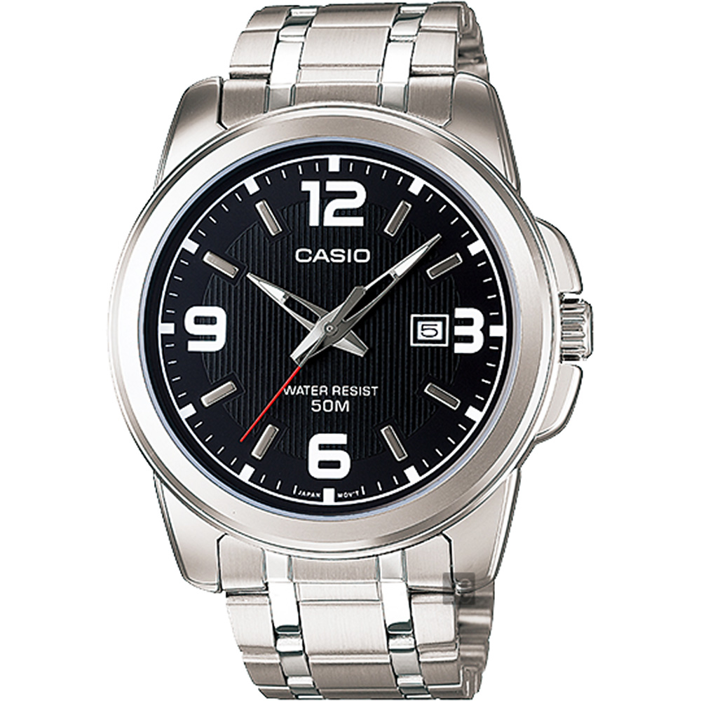 CASIO 卡西歐紳士指針手錶-黑x銀(MTP-1314D-1AVDF)