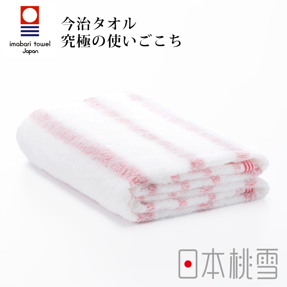 日本桃雪今治輕柔橫條浴巾(元氣紅)