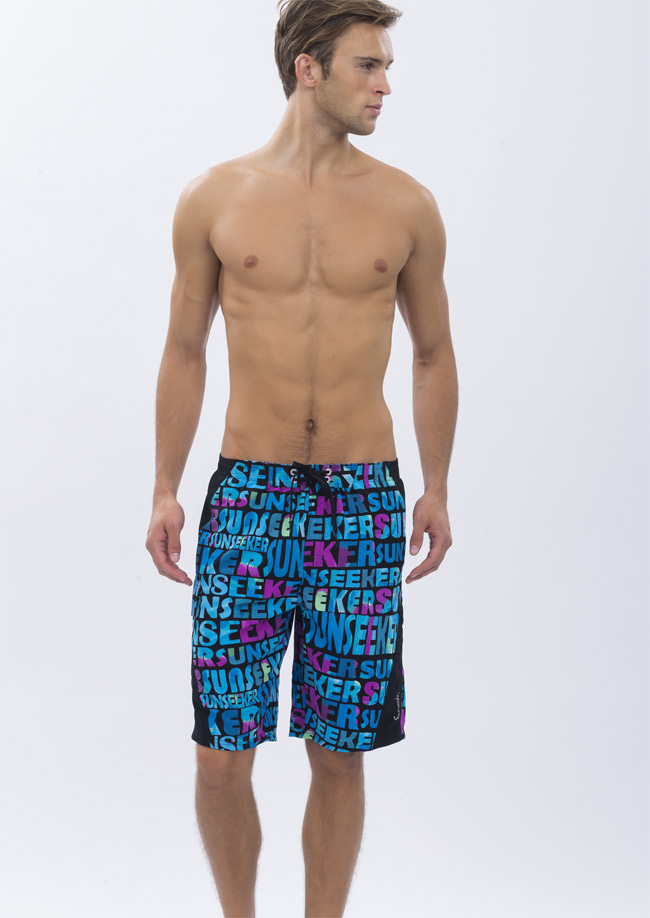 澳洲Sunseeker泳裝時尚男士快乾海灘衝浪褲-字母藍
