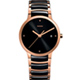 RADO 雷達錶 官方授權(R02) Centrix 晶萃系列時尚腕錶-黑+玫瑰金色/38mm product thumbnail 1