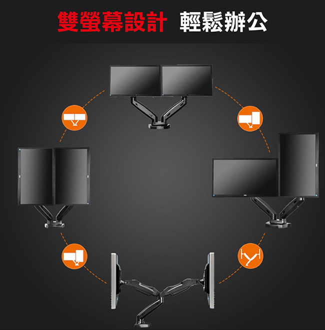 NB 17-27吋桌上型氣壓式液晶雙螢幕架/F160