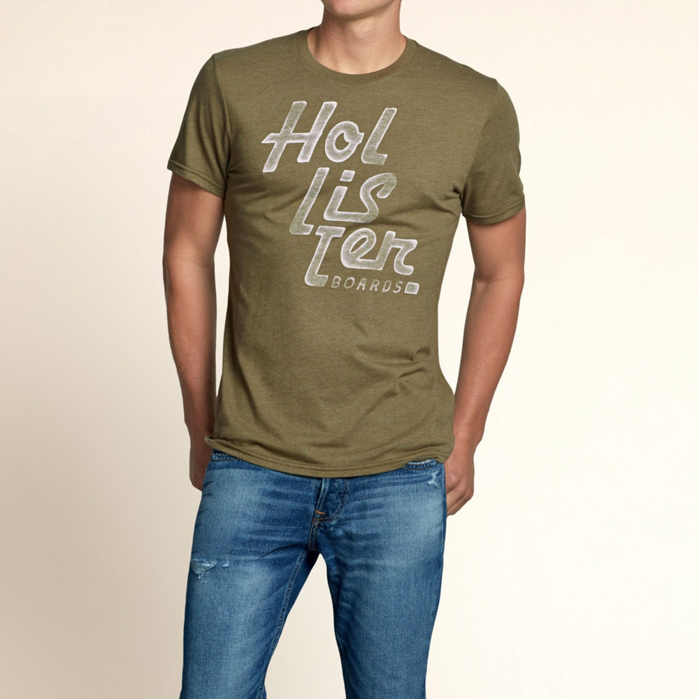 HOLLISTER Co. 男裝 英文印刷短T恤(綠)