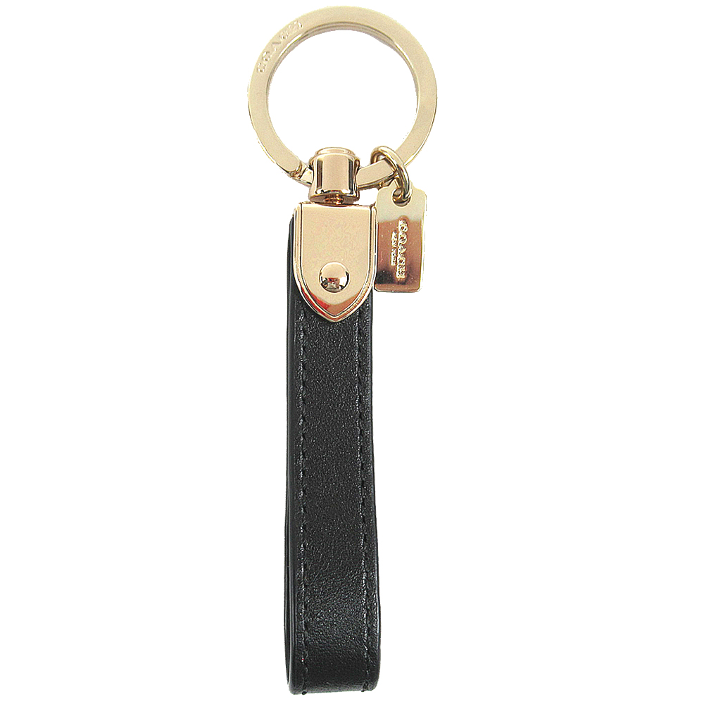 COACH 長條造型皮革鑰匙圈(附盒)(黑)