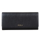 FURLA 金字LOGO防刮皮革釦式長夾(黑) product thumbnail 1