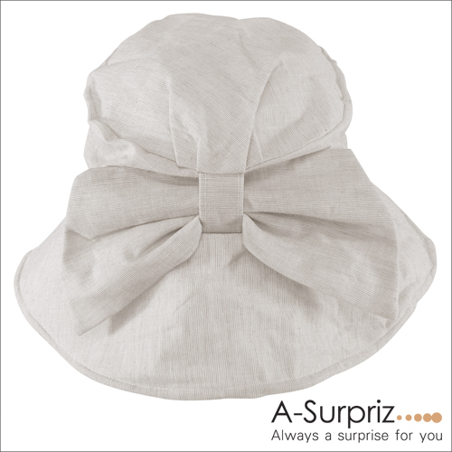 A-Surpriz 氣質大蝴蝶結遮陽布帽(米)附防風繩