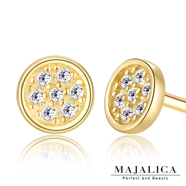 Majalica 925純銀耳環 迷你同心圓貼耳小耳釘-共3色