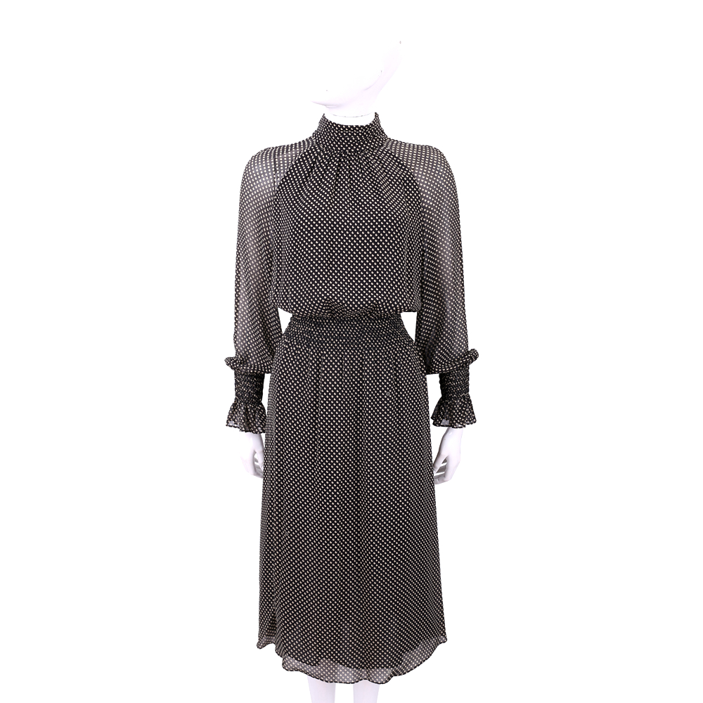 TORY BURCH Colette 愛心印花黑色絲質洋裝