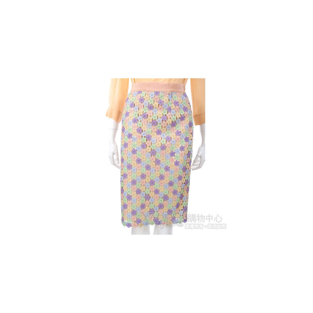 MOSCHINO 彩色蕾絲織花設計及膝裙