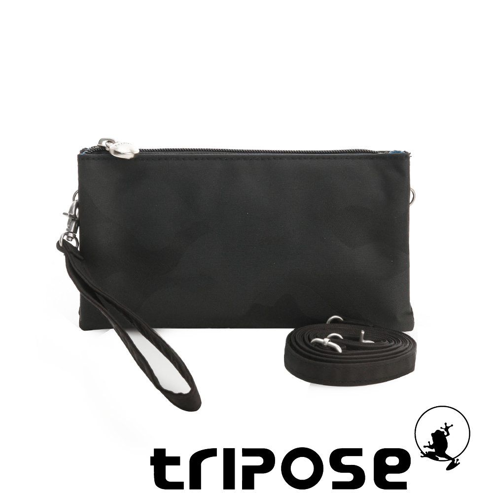 tripose 漫遊系列岩紋簡約微旅手拿/側肩包 迷彩黑