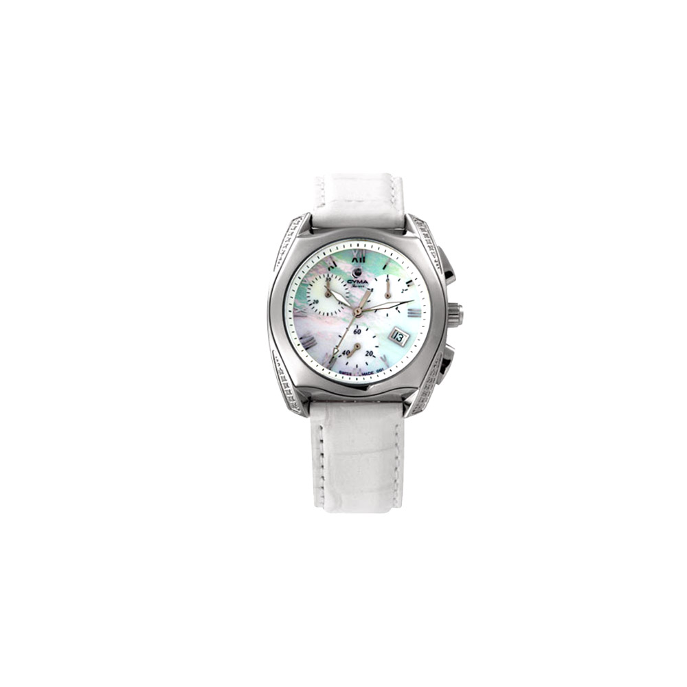 CYMA  貝殼美人時尚計時腕錶-白/35mm