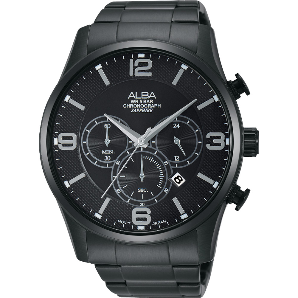 ALBA Prestige 街頭酷流行計時腕錶(AT3819X1)-鍍黑/45mm