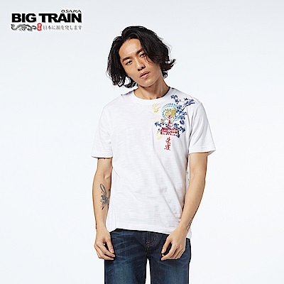 BIG TRAIN 朱雀飛天圓領短袖男T-男-白色