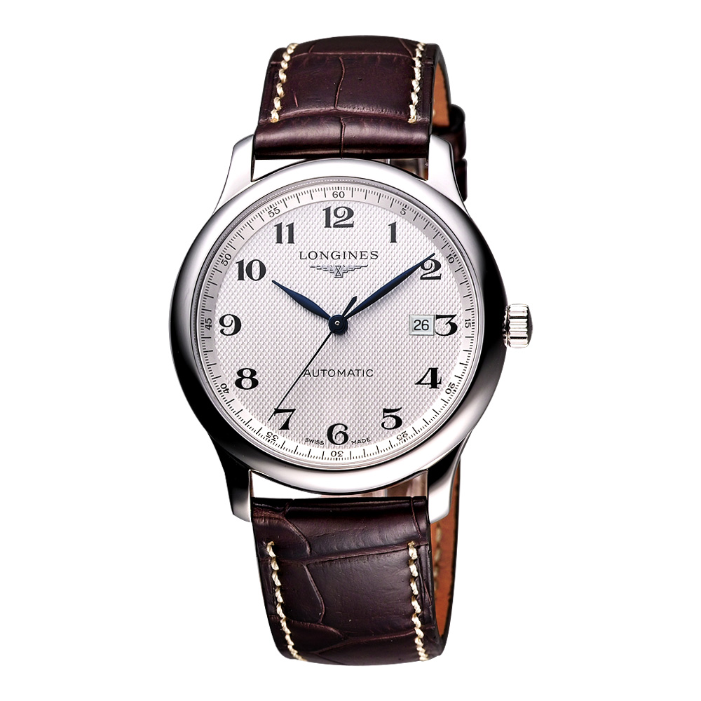LONGINES 浪琴 官方授權 Master 巨擘系列機械腕錶-銀x咖啡色錶帶/42mm L2.893.4.78.3