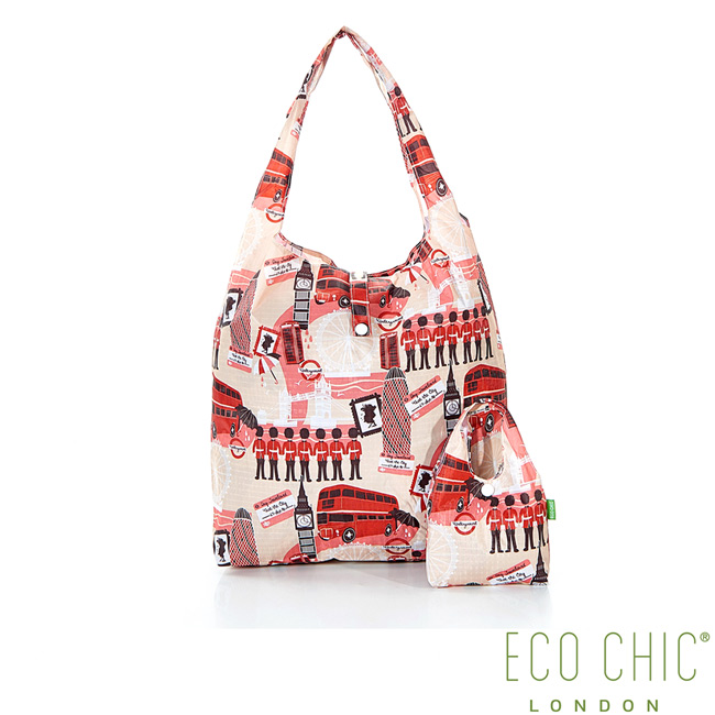 英國ECO CHIC折疊購物袋-英倫紅