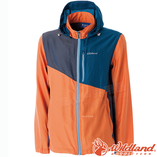 Wildland 荒野 0A51998-52海藍 男 輕薄拼接印花抗UV外套