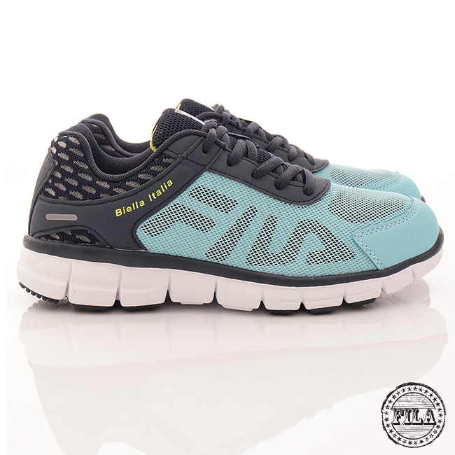 FILA 女款舒適運動慢跑鞋大LOGO款(藍5-J906R-334)