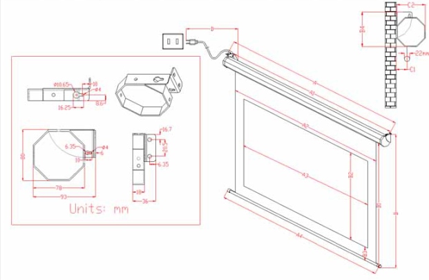 Elite Screens 億立銀幕120吋 4:3 經濟型電動布幕-ELECTRIC120V