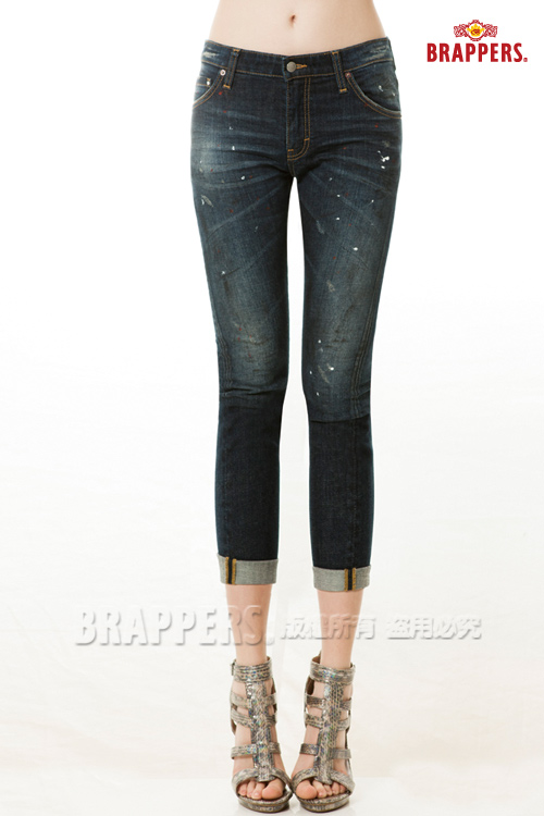 BRAPPERS 女款 Boy Friend Jeans-女用八分反摺褲-復古藍