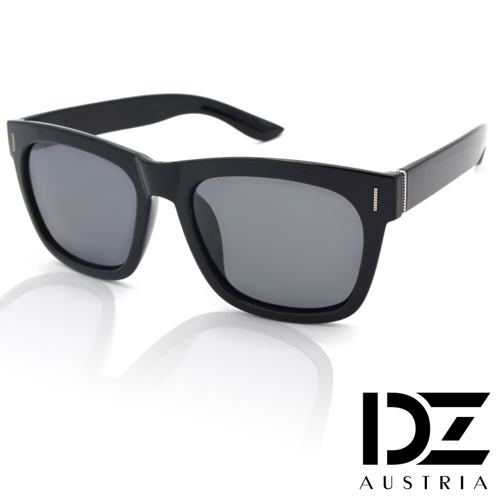 DZ 知性點線紋 抗UV 偏光太陽眼鏡墨鏡(黑框灰片)